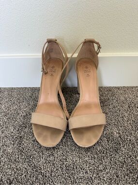 Call It Spring Nude Beige Ankle-Strap Block Sandals